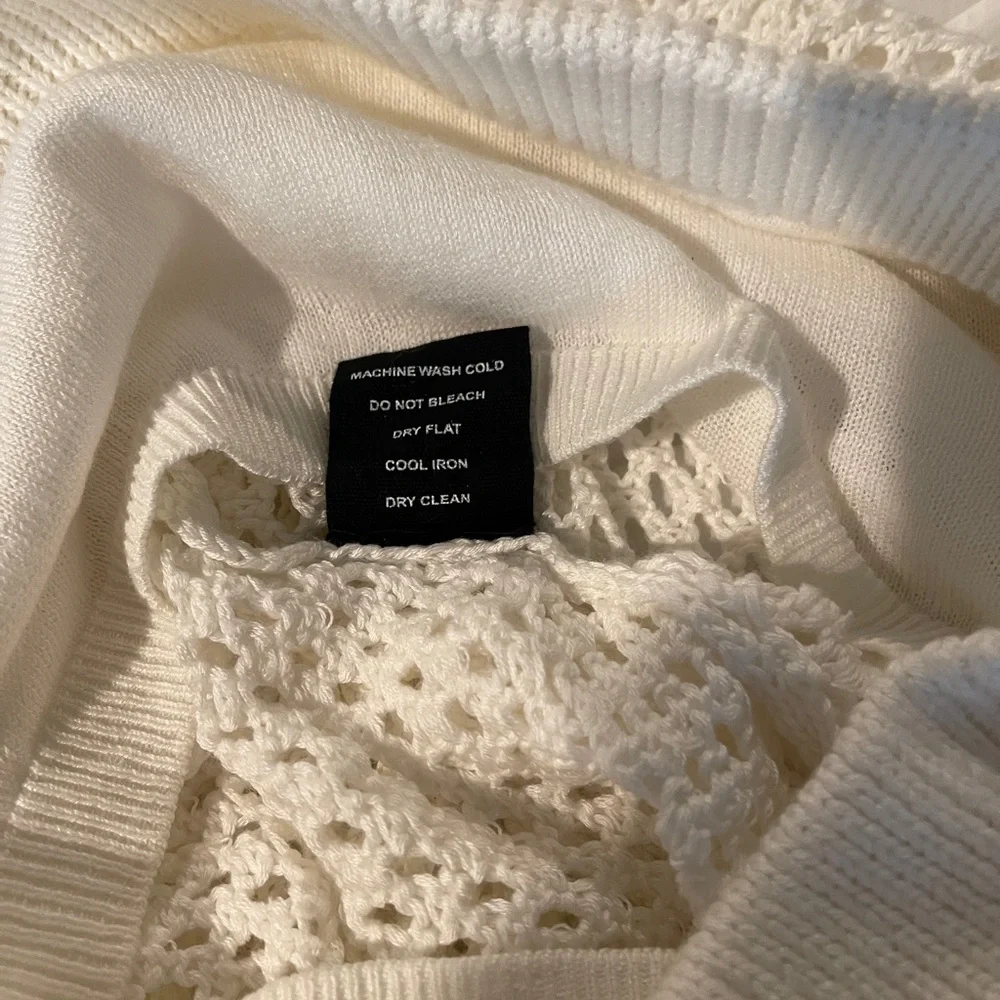 Monrow Cotton and modal-blend open-knit White to Off-White shorts. Size Small